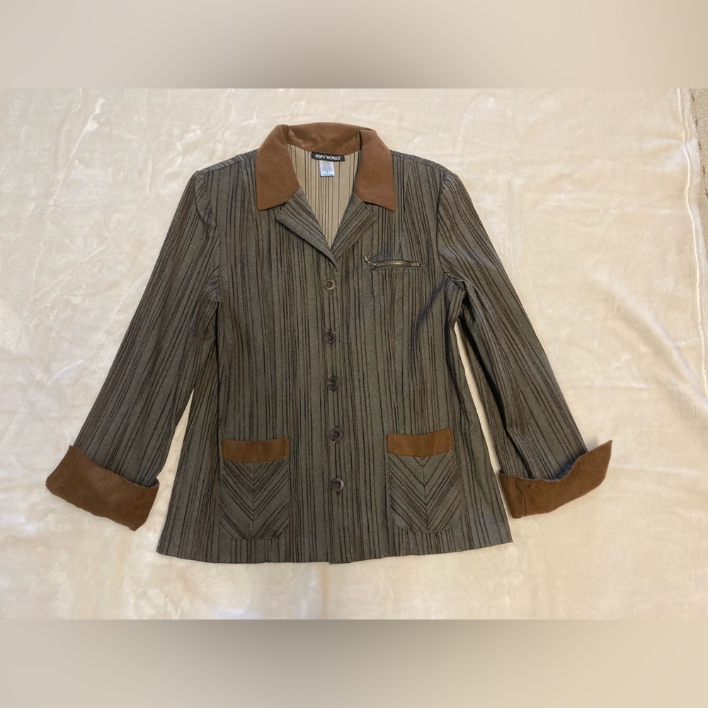 Soft Works Grey & Brown Jacket. 00s Vintage. Size 8. Excellent Condition.